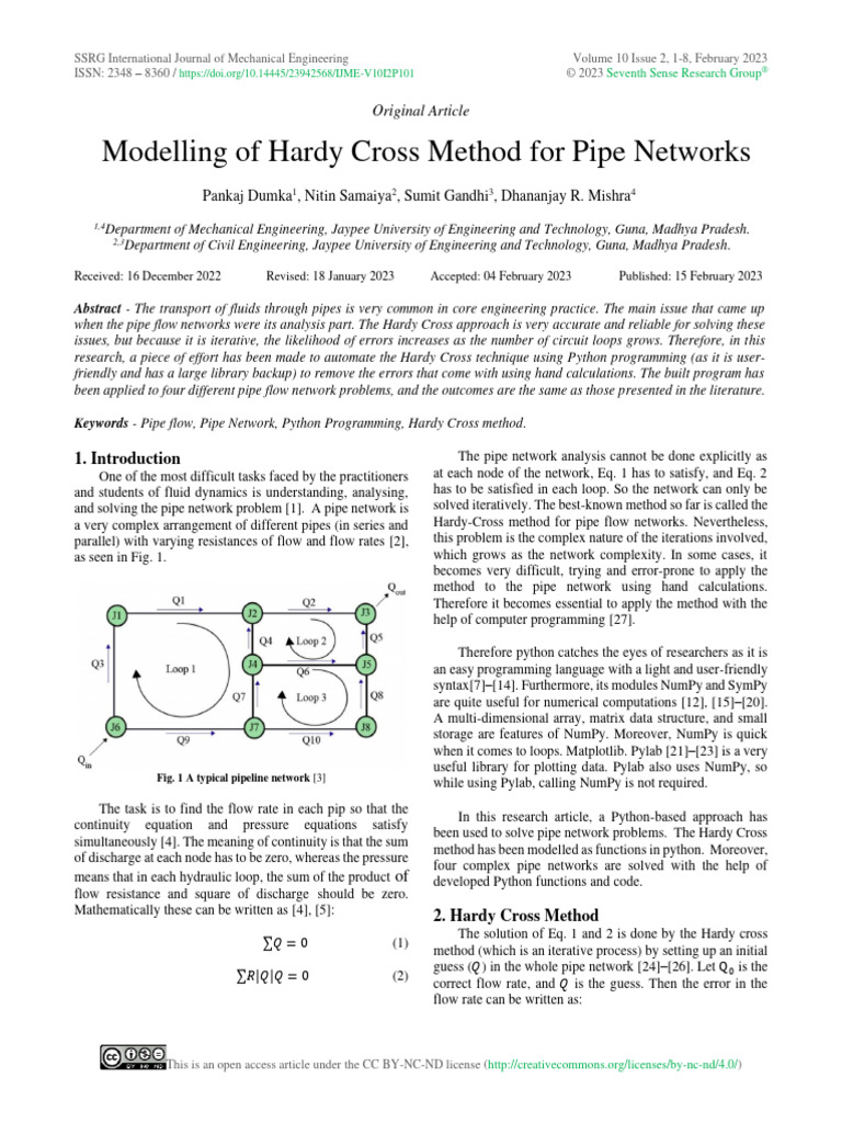 Hardy Cross Method for Pipe Networks | PDF | Control Flow