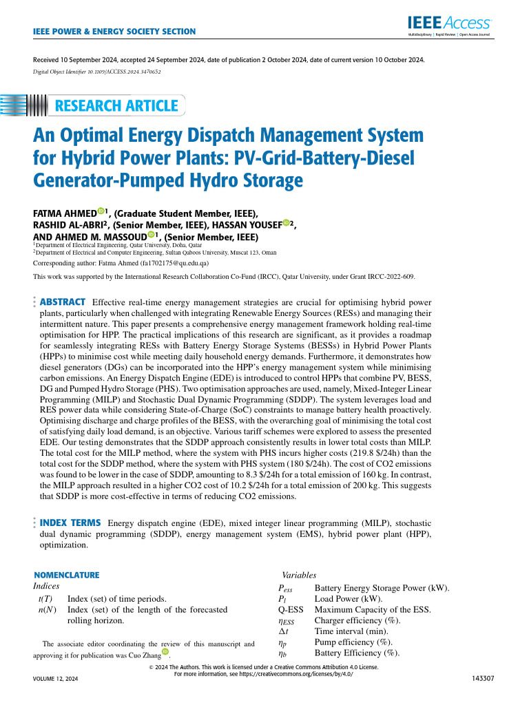 Optimal Energy Dispatch for Hybrid Power Plants | PDF | Photovoltaics ...