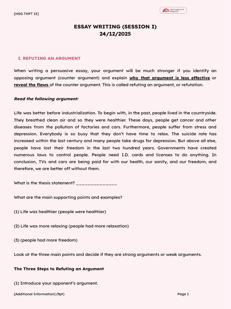 Refuting Arguments in Persuasive Essays | PDF | Argument | Logic