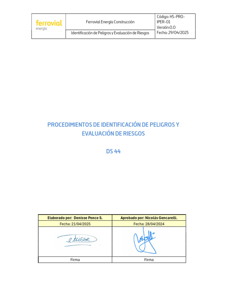 HS-PRO-IPER-01 Procedimiento de Ident. de Peligros y Ev de Riesgos ...