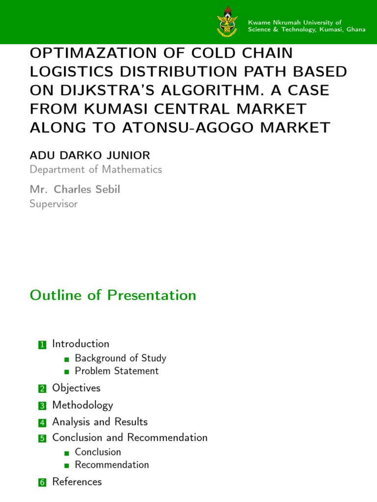 Cold Chain Logistics Optimization in Kumasi | PDF | Routing | Vertex ...