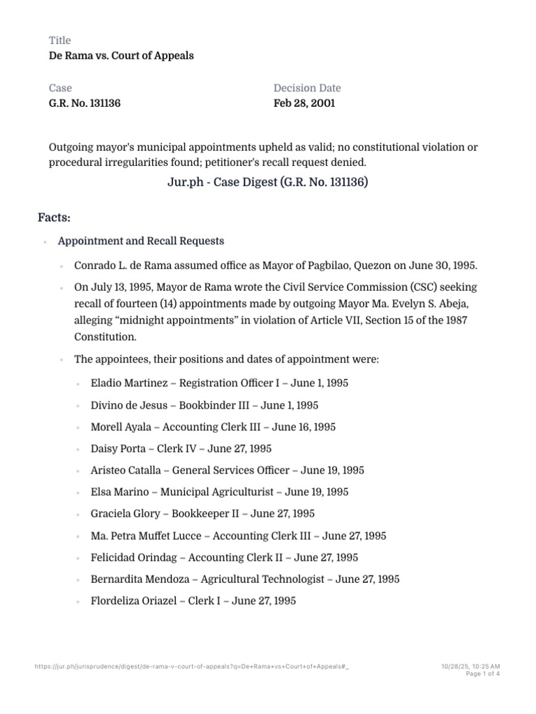 De Rama vs. Court of Appeals Case Summary | PDF | Pleading | Supreme ...
