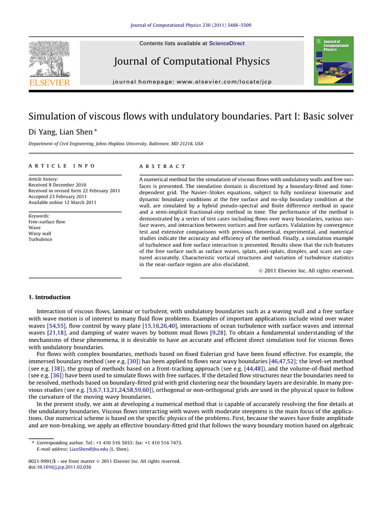 Viscous Flow Simulation with Wavy Walls | PDF | Navier–Stokes Equations ...
