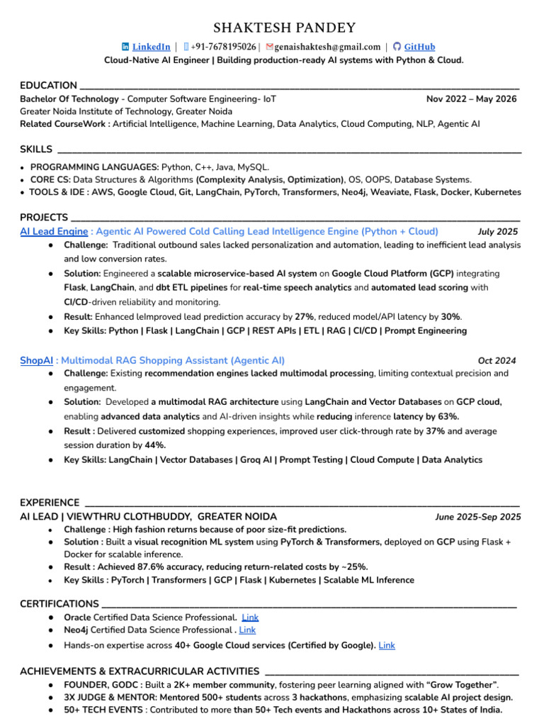 Cloud-Native AI Engineer Profile | PDF | Artificial Intelligence ...