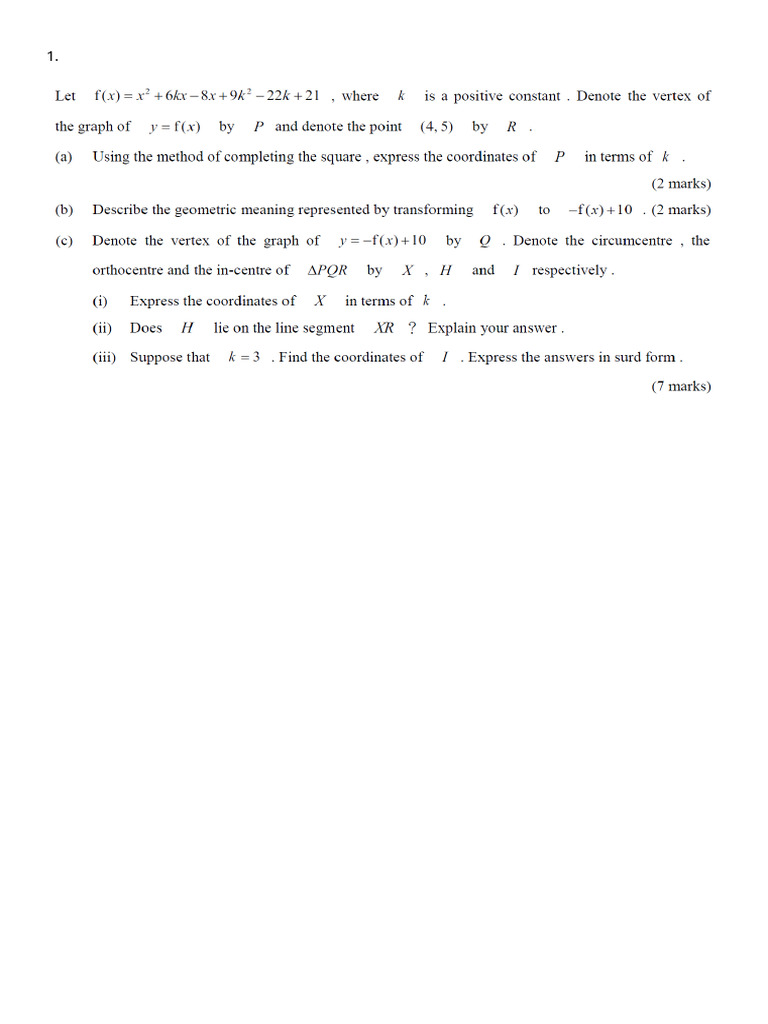 DSE Mathematics Coordinate Geometry | PDF