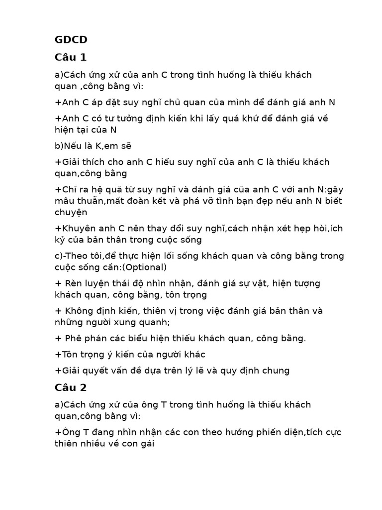 GDCD Cuối HK1 (Made by LeDuyKhanh) | PDF