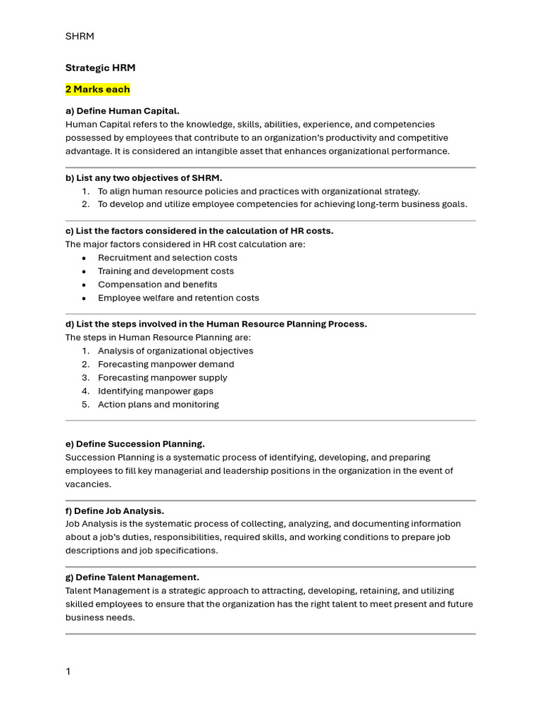 Key Concepts in Strategic HRM | PDF | Human Resource Management ...