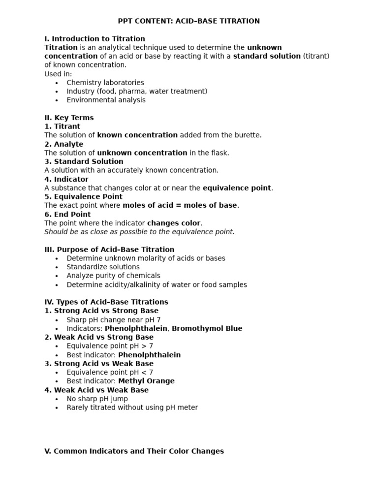Acid-Base Titration Guide: Techniques & Tips | PDF | Titration | Chemistry