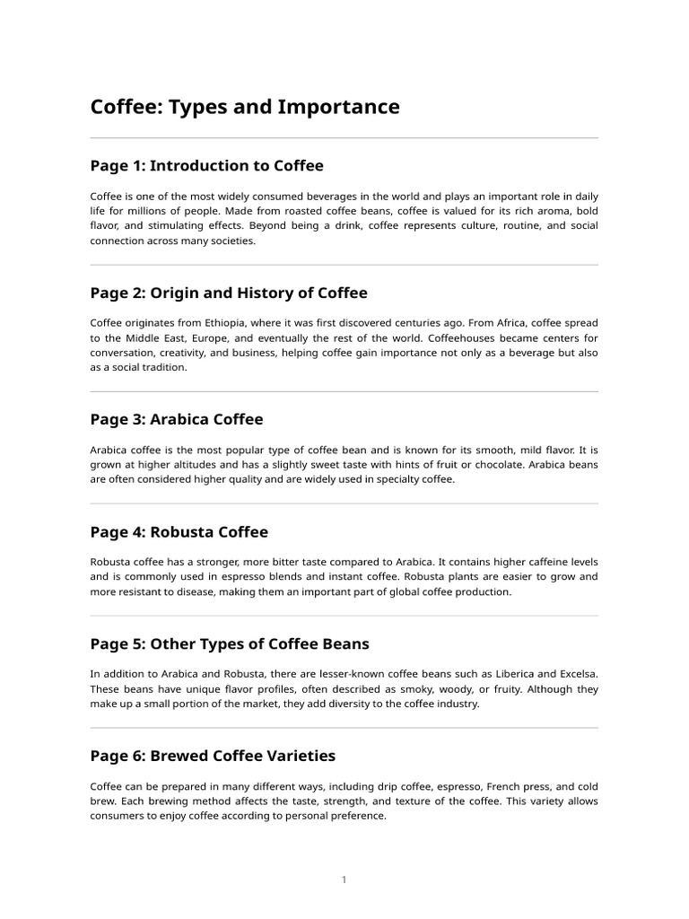 Types and Importance of Coffee | PDF | Coffee | Drink