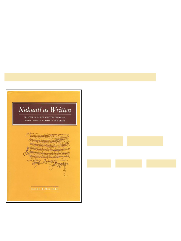 (Ebook) Nahuatl as Written: Lessons in Older Written Nahuatl, with ...
