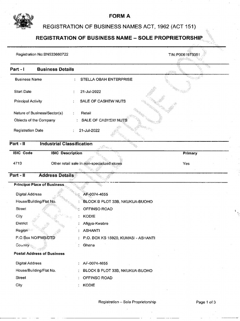Biusiness Reg Form | PDF