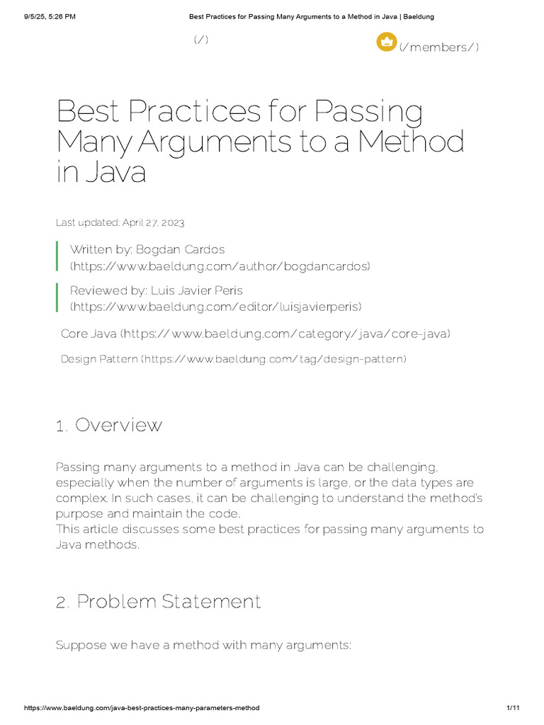 Java Method Argument Best Practices | PDF | Method (Computer ...