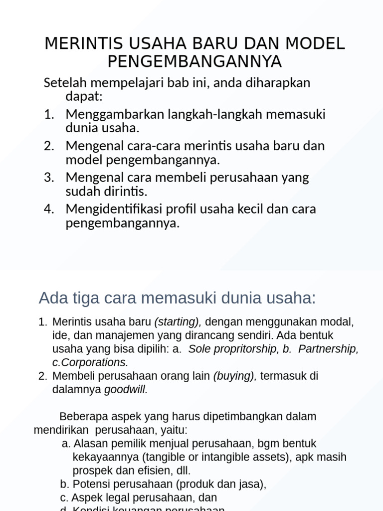 Merintis dan Mengembangkan Usaha Baru | PDF