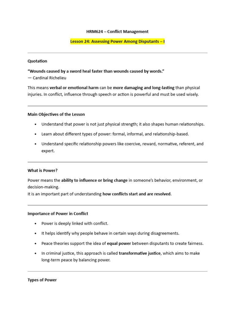 Understanding Power in Conflict Management | PDF | Mediation | Arbitration