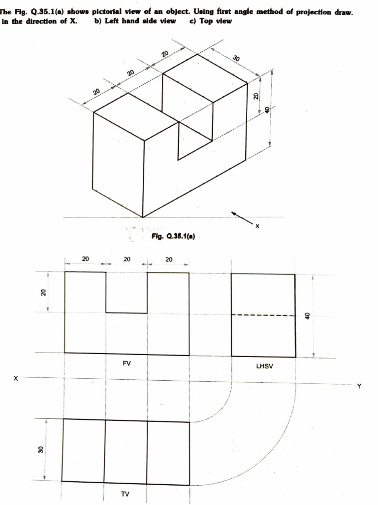 First Angle Projection Drawing Guide | PDF