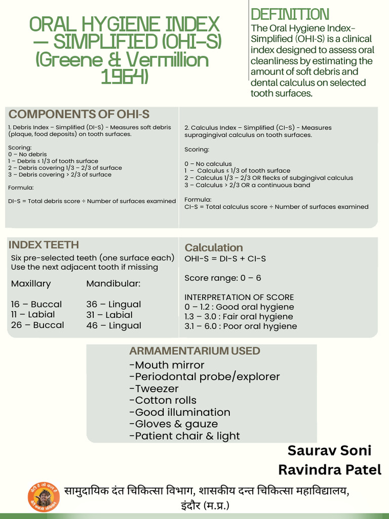 Simplified Oral Hygiene Index Guide | PDF | Oral Hygiene | Medical ...