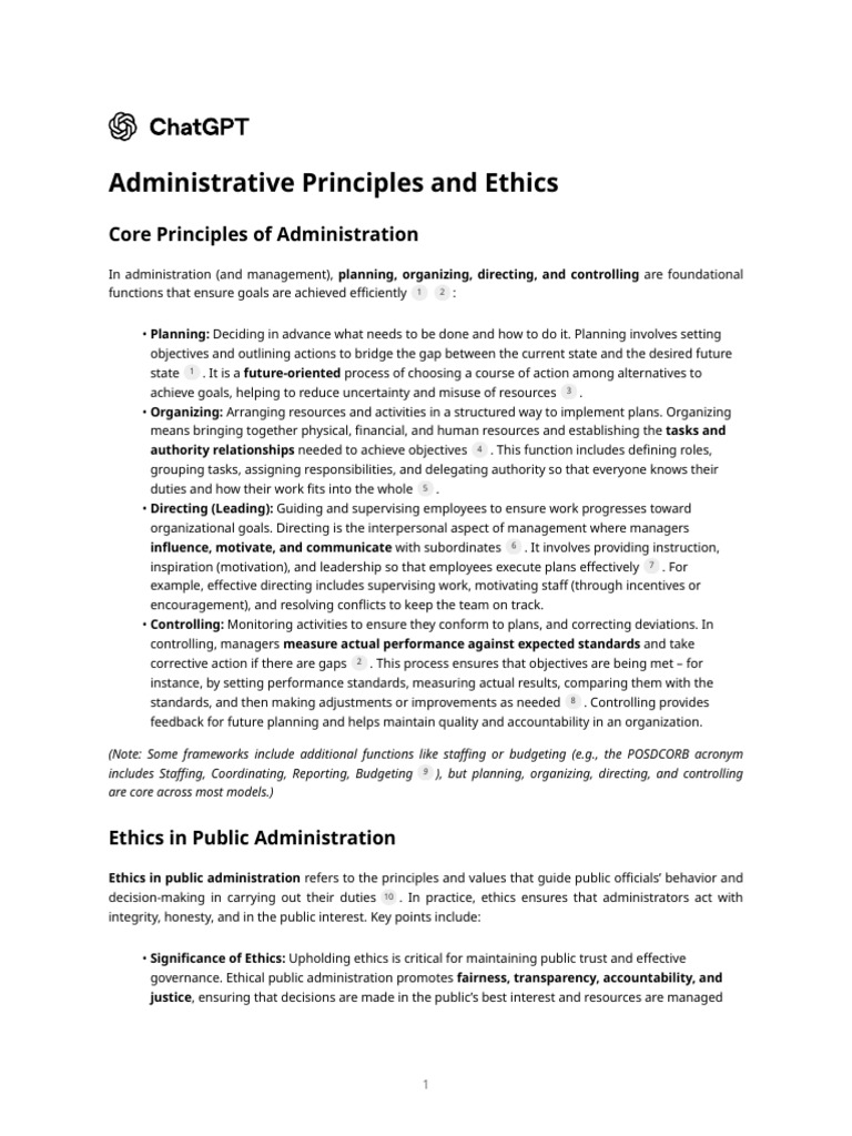 Administrative Principles and Ethics | PDF | Qualitative Research ...
