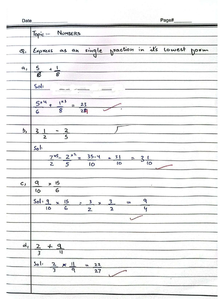 Numbers (Answer Key)Maths | PDF