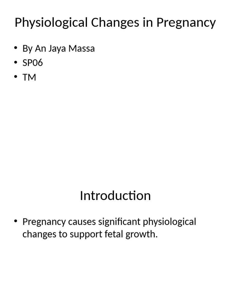 Physiological Changes During Pregnancy | PDF