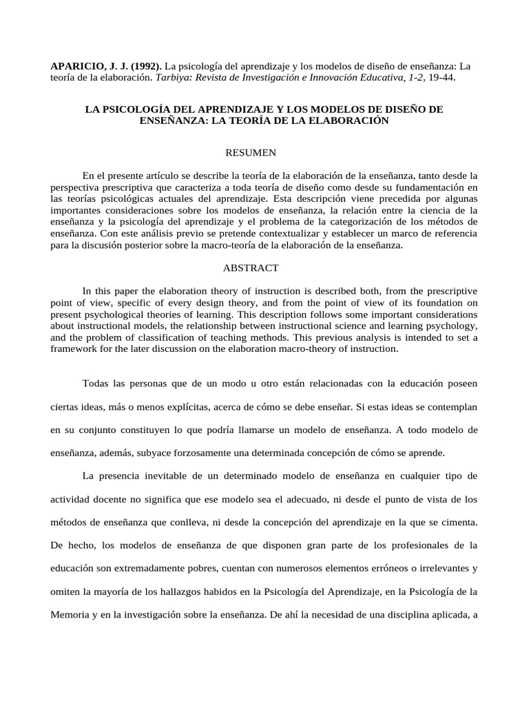 Psicologia Del Aprendizaje y Los Modelos de Enseñanza | PDF ...