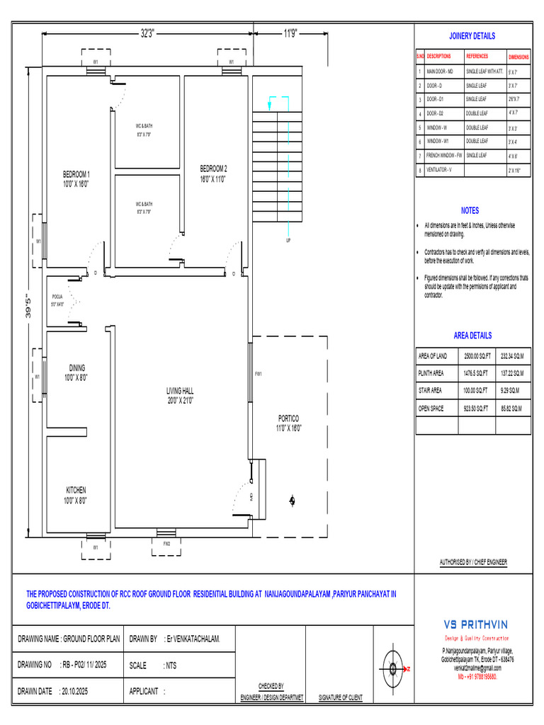 Ground Floor Plan for Residential Building | PDF | Architectural ...