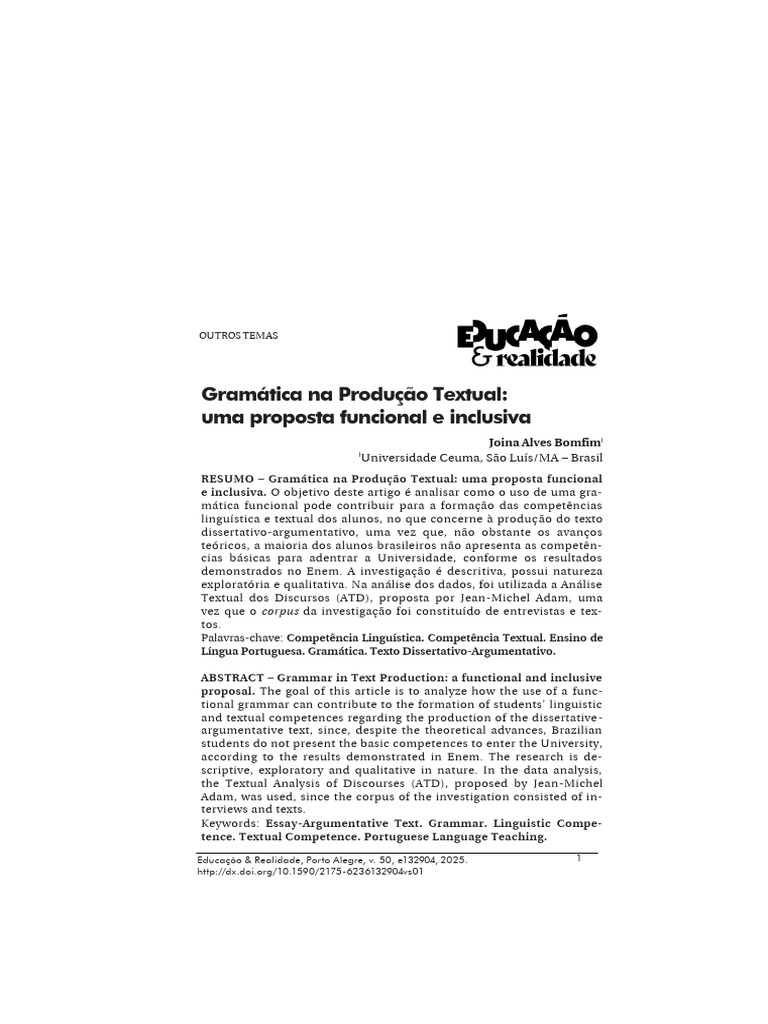 Gramática Funcional na Produção Textual | PDF | Gramática | Discurso