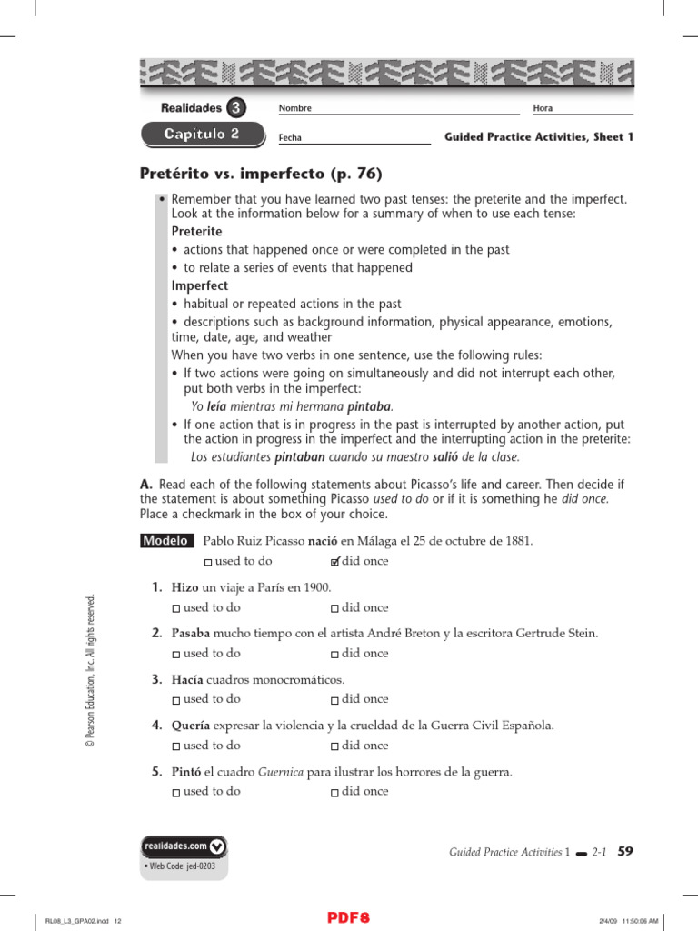 Uso del pretérito e imperfecto en español | PDF
