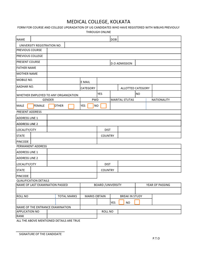 UG Course Upgrade Application Form | PDF