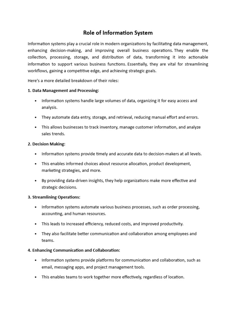 Importance of Information Systems in Business | PDF | Data Management ...