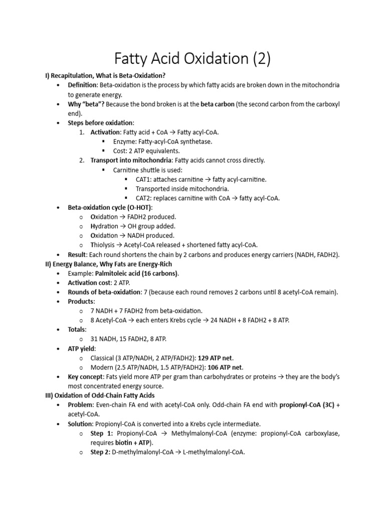 Understanding Fatty Acid Oxidation Process | PDF | Adenosine ...