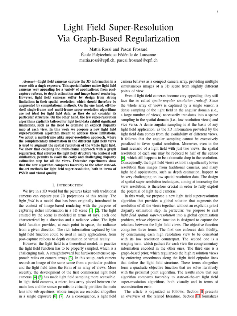 Light Field Super-Resolution Algorithm | PDF | Image Resolution