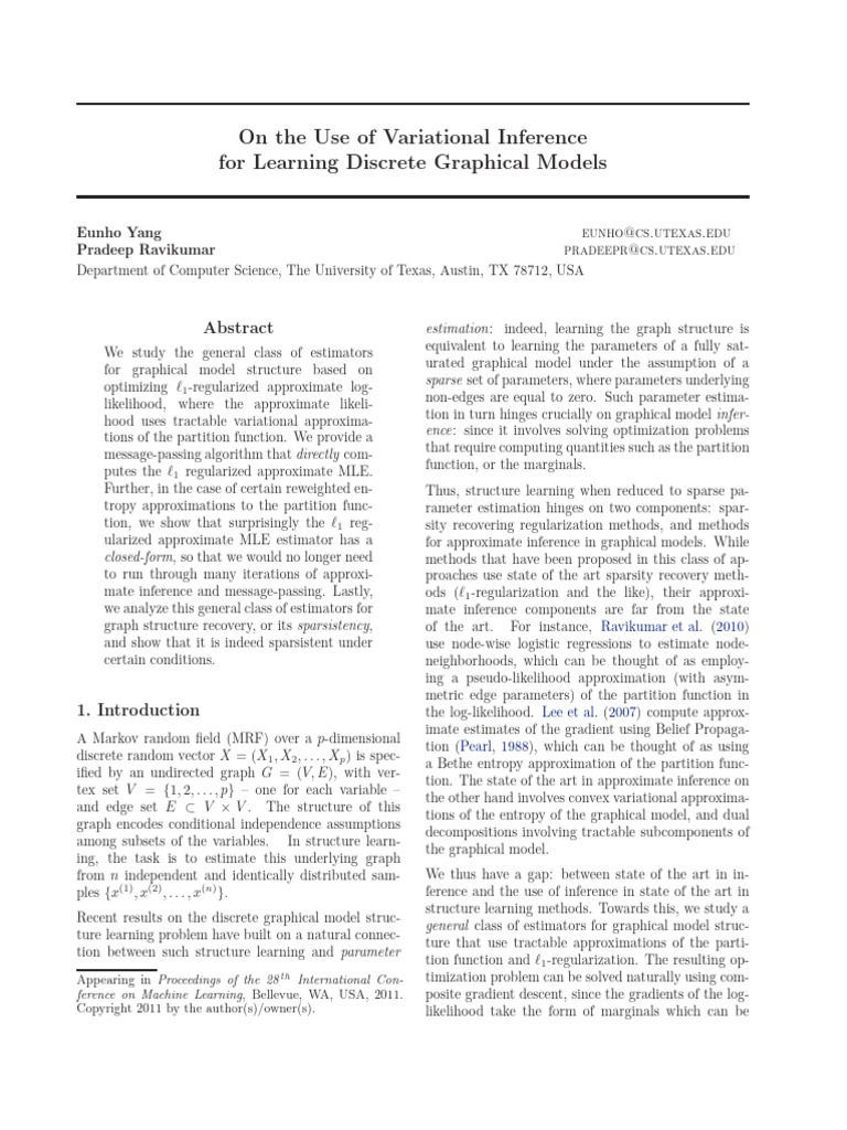 On The Use of Variational Inference For Learning Discrete Graphical ...