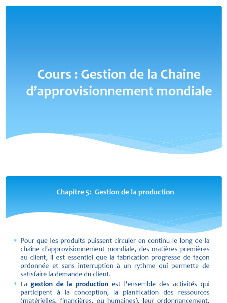 Gestion de la Production en Supply Chain | PDF | Inventaire | Assurance