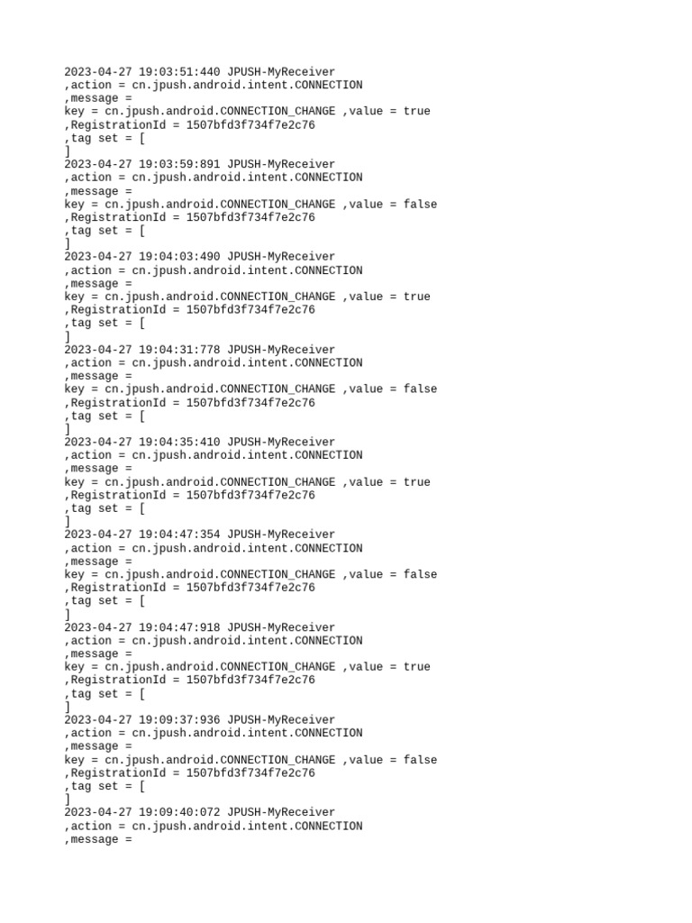 JPUSH Connection Change Logs | PDF