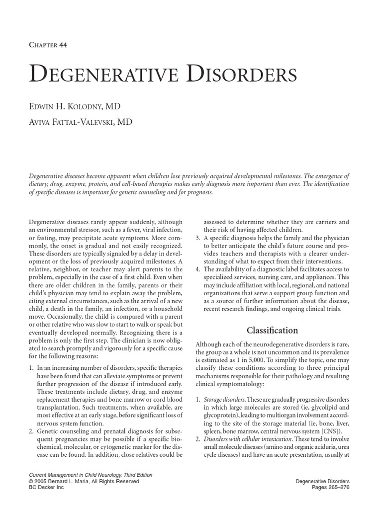 Understanding Pediatric Degenerative Disorders | PDF | Human Diseases ...