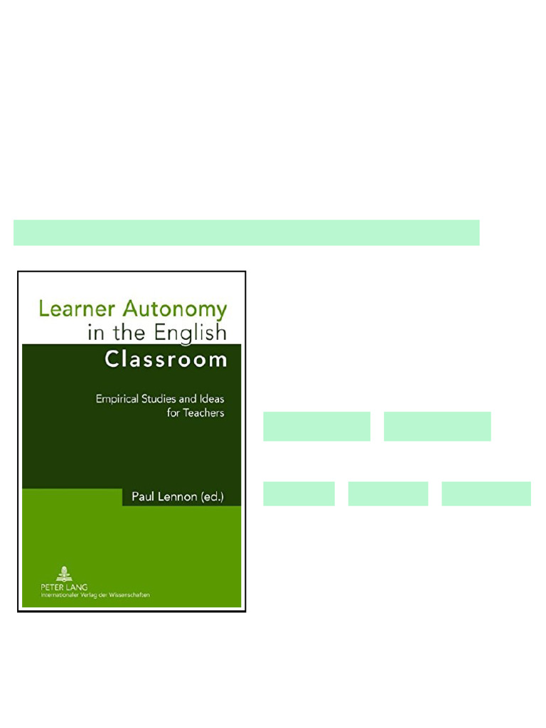 (Ebook) Learner Autonomy in The English Classroom: Empirical Studies ...