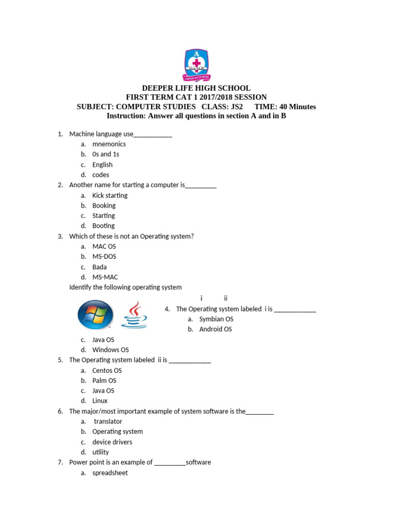 Js 2 Computer Cat 1 First Term - 101026 | PDF | Graphical User ...