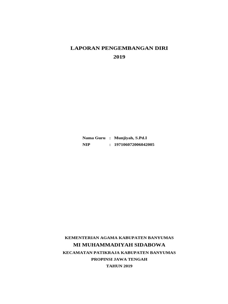 Laporan Pengembangan Diri Guru 2019 | PDF