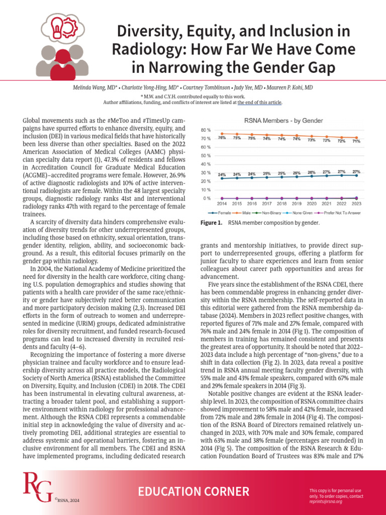 Wang Et Al 2024 Diversity Equity and Inclusion in Radiology How Far We ...