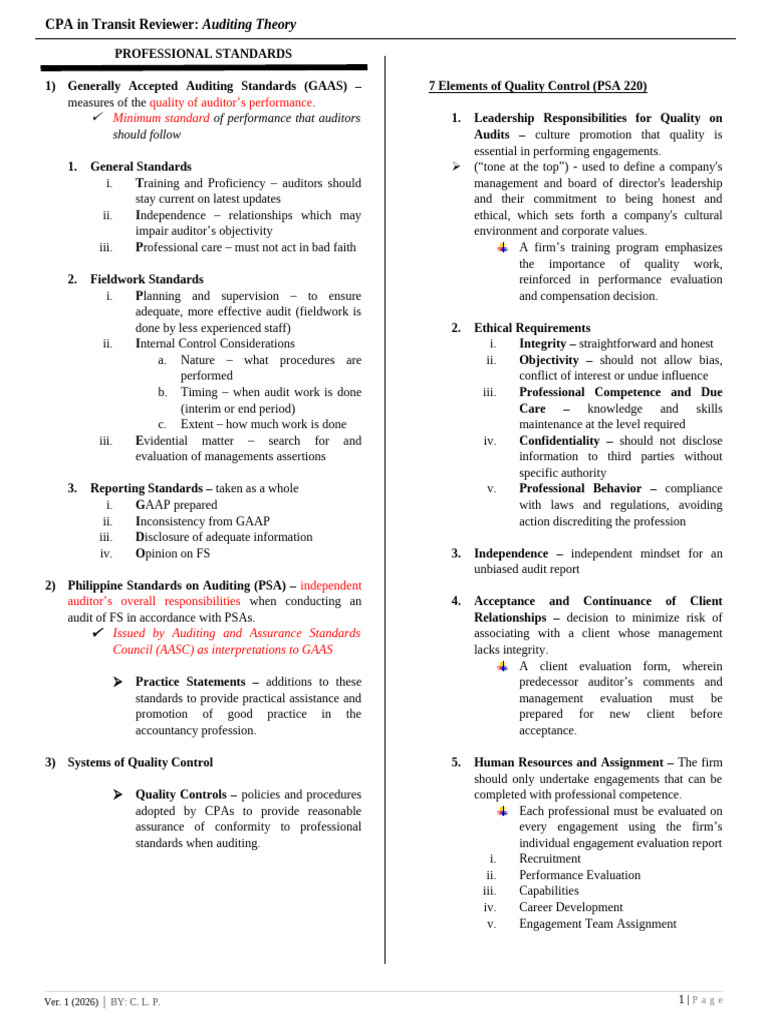 Auditing Standards and Quality Control Guide | PDF | Audit | Financial ...