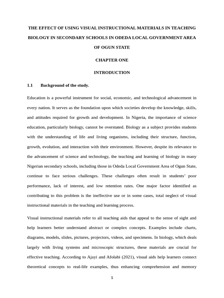Impact of Visual Aids on Biology Teaching | PDF | Learning | Teachers