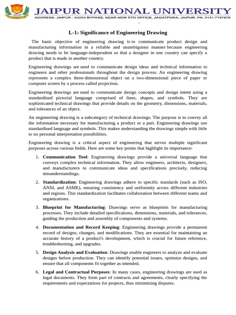 L1 Significance of Engineering Drawing | PDF | Technical Drawing ...