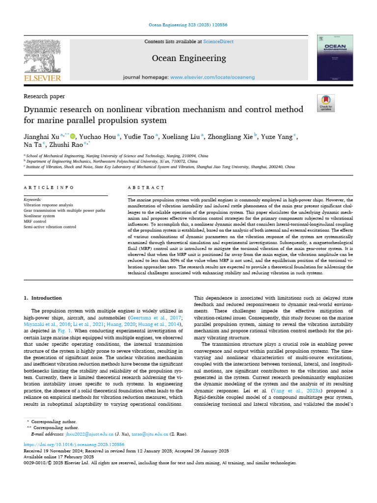 Dynamic Research On Nonlinear Vibration Mechanism and Control Method ...