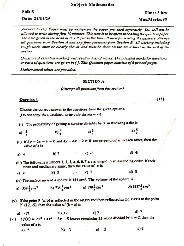 Preparatory Question Papers Maths | PDF