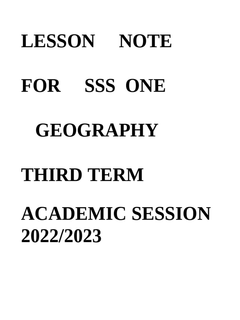 Third Term Geography ss1 | PDF | Wound | Rain