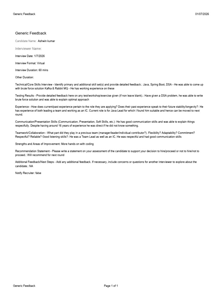 Generic Feedback 4 | PDF