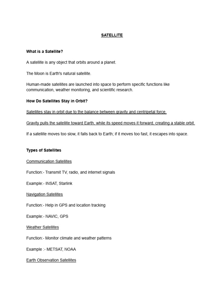 Understanding Satellites and Their Functions | PDF