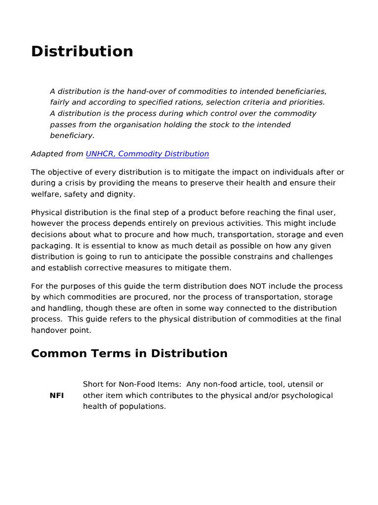 Understanding Commodity Distribution Processes | PDF