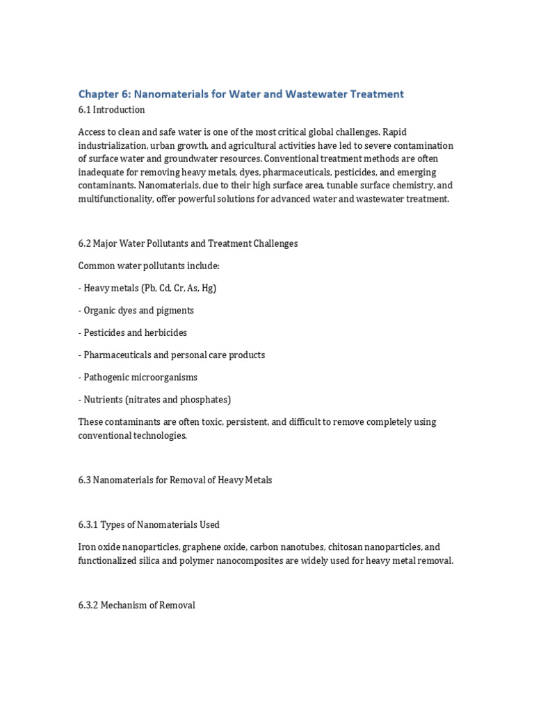 Chapter 6 Nanomaterials For Water and Wastewater Treatment | PDF ...