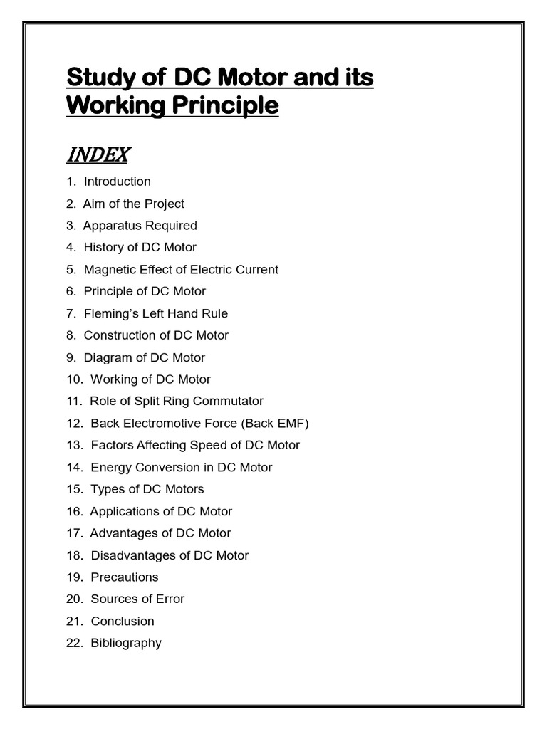 Study of DC Motor and Its Working Principle | PDF | Electric Motor ...